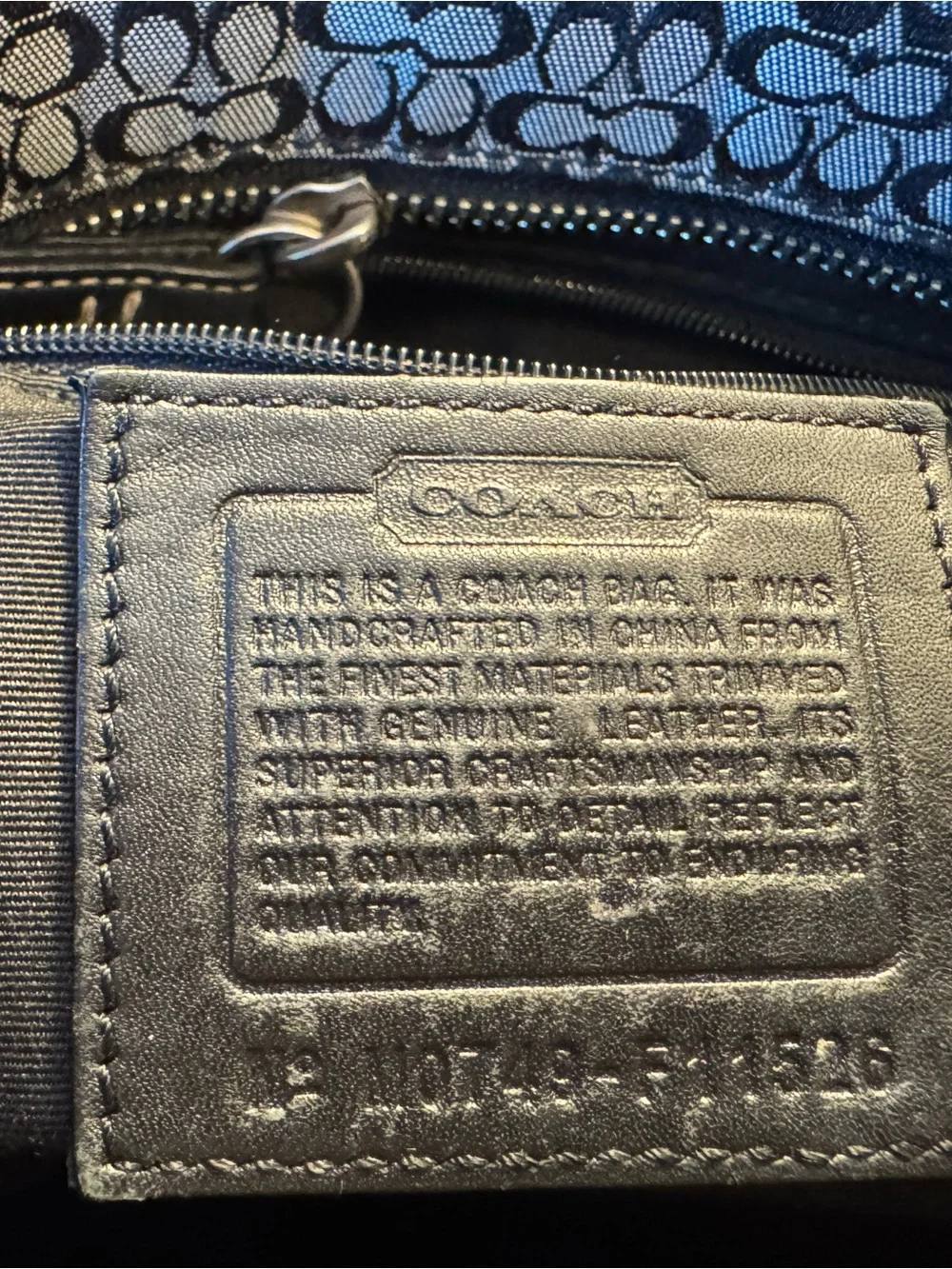 Coach Signature Pattern Black and Gray Tote with Leather Trim